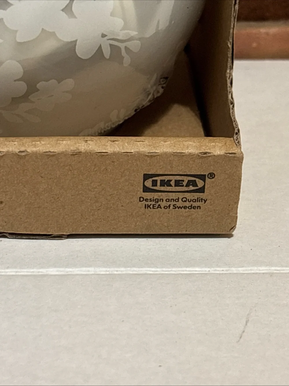 IKEA White Frosted Floral Glass Lamp Shade KNUBBIG